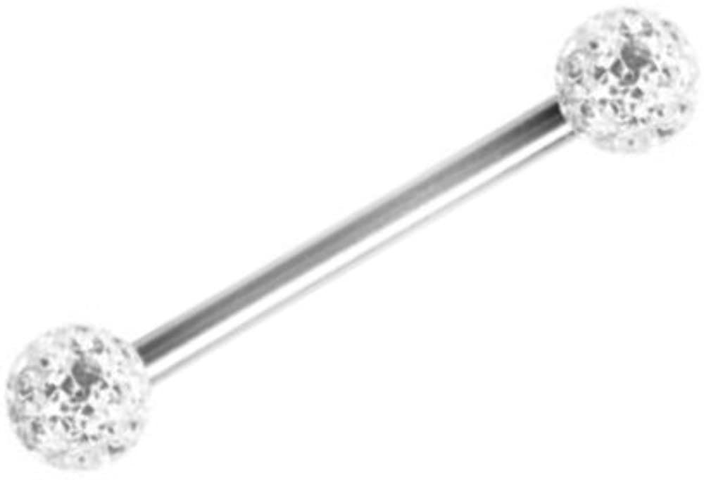 Karisma Brustwarzenpiercing Brustwarzen Brust Piercing Edelstahl Mit Kristall Elements 2 x Kugel 5mm Beschichtet- Weiss CJRB2S-05XS - 12.0 Millimeter von Karisma