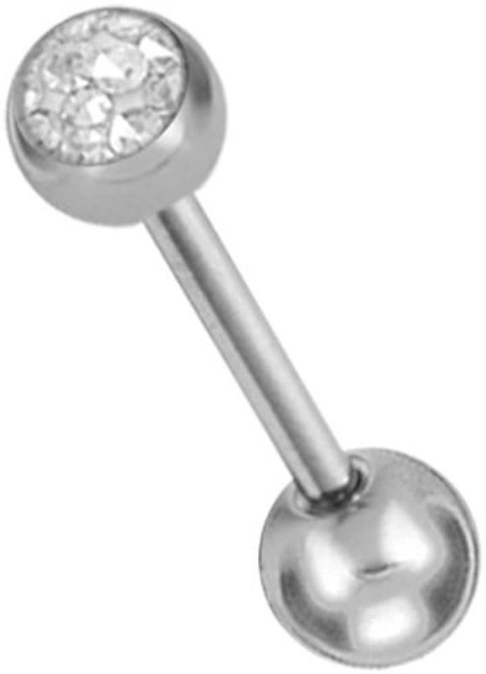 Karisma Brustwarzenpiercing Karisma Edelstahl 316L Zungenpiercing Hantel Piercing, Flache Halbkugel 5mm und Epoxydharz Schicht- Weiss - 18.0 Millimeter von Karisma