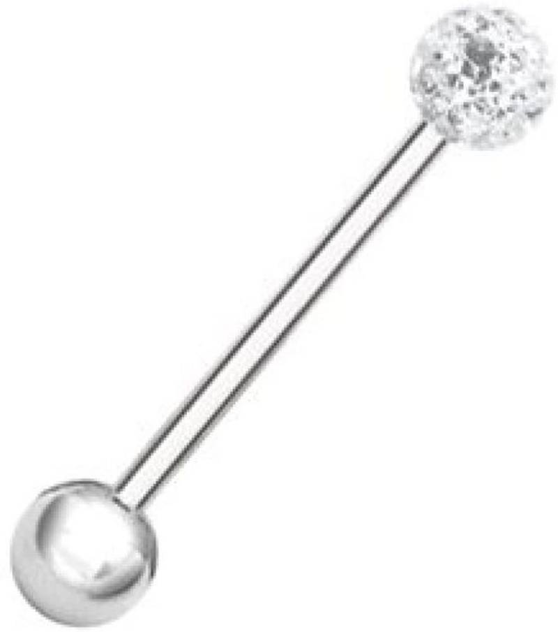 Karisma Brustwarzenpiercing Karisma Edelstahl Zungenpiercing Hantel Mit Kristall Elements Kugel, 5mm und Epoxydharz Schicht- Weiss - 14.0 Millimeter von Karisma