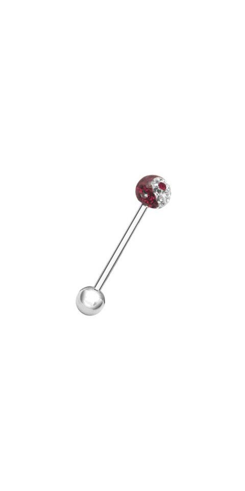 Karisma Brustwarzenpiercing Karisma Zungenpiercing Piercing Titan G23 Mit Kristall Elements Kugel 5mm Ying Yang Epoxydharz- Weiss und Rot - 14.0 Millimeter von Karisma