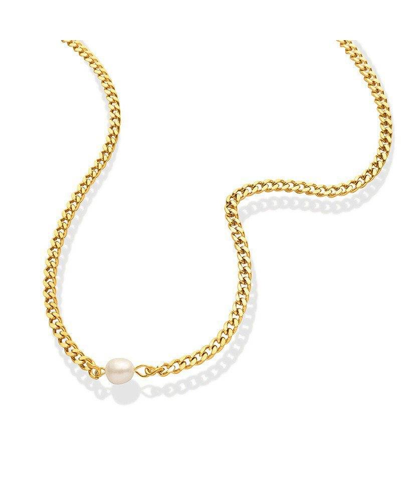 Karisma Collierkettchen Damen Edelstahl Kette Panzer Vergoldet Perle SSC200 von Karisma