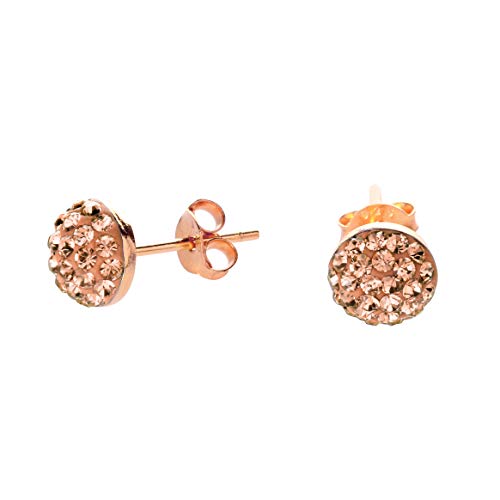 Karisma Damen Ohrstecker Halbkugel - Silber 925 Rosé Gold beschichtet mit Kristall Elements - 1047ERG1.CZ -7mm von Drops