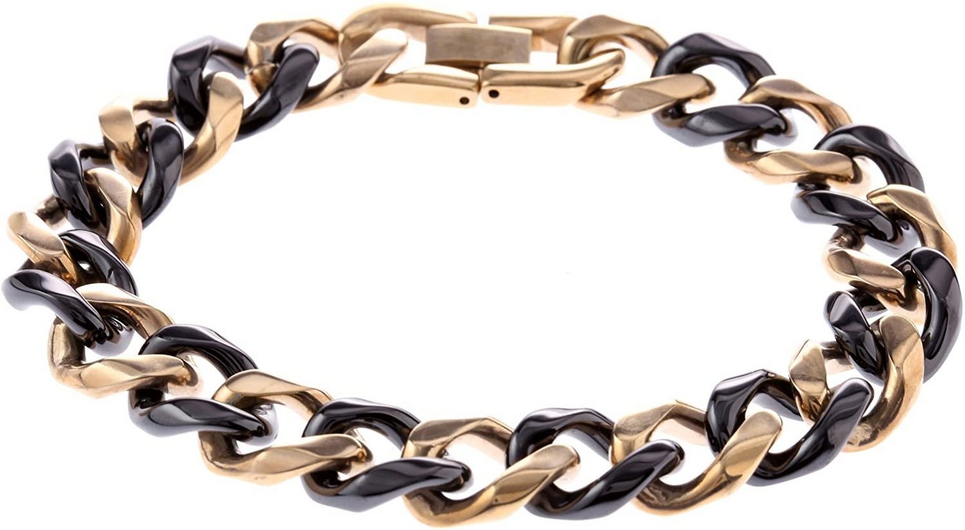 Karisma Edelstahlarmband Frauen Panzer Rosé Gold Edelstahl Armband - Schwarze Keramik Glieder - Hoch Poliert Breite 12mm - BA1060-3 - 19.0 Millimeter von Karisma