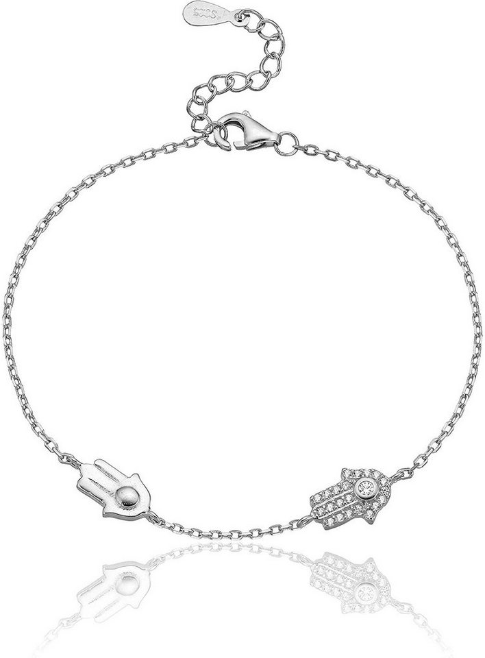 Karisma Edelstahlarmband Karisma Damen Silber 925 Armband Fatima 2 Händen 10x7mm Zirkonia Länge bis 19cm - Silber Rhodiniert von Karisma