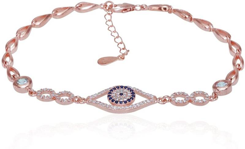 Karisma Edelstahlarmband Karisma Damen Silber 925 rhodiniert Armband Nazar Böses, Auge Länge 17 bis 20cm - Roségold Weiße Steine von Karisma