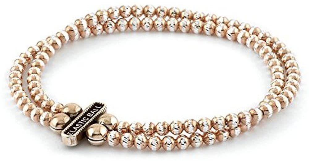 Karisma Edelstahlarmband Karisma Diamntschliff 3mm Elastische 2-Reihig Kugelkette Armband 19cm Silber 925 Rosé Gold rhodiniert EB0003DR von Karisma