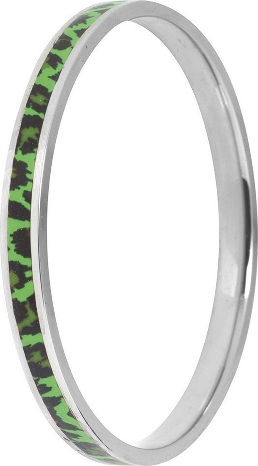 Karisma Edelstahlarmband Karisma Frauen Edelstahl Armreif - Neon Leopart Emailliert Grün- EBAE-04A/Größe 65mm - Breite 6mm von Karisma