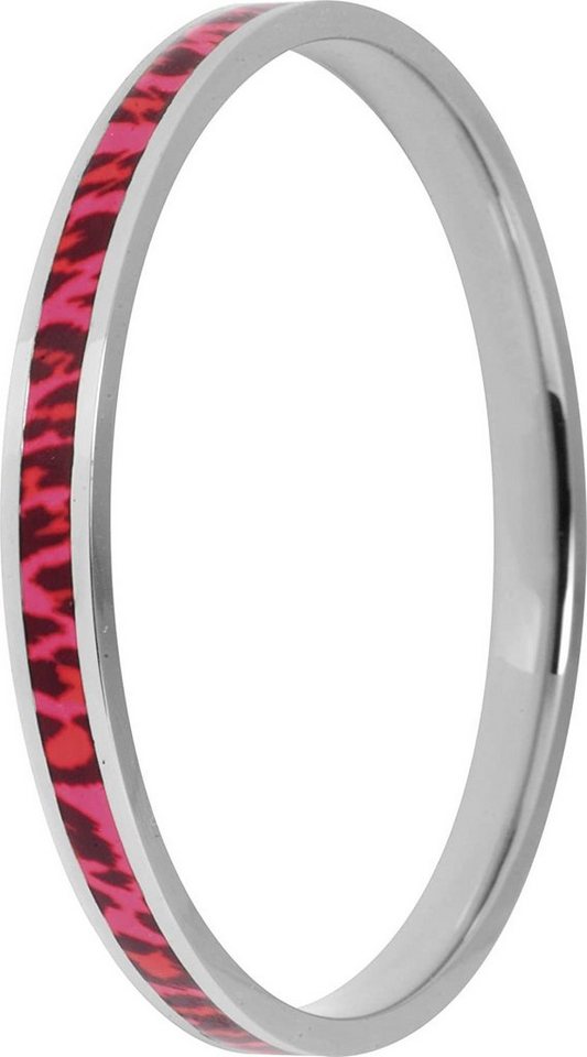 Karisma Edelstahlarmband Karisma Frauen Edelstahl Armreif - Neon Leopart Emailliert Pink - EBAE-04C/Größe 65mm - Breite 6mm von Karisma