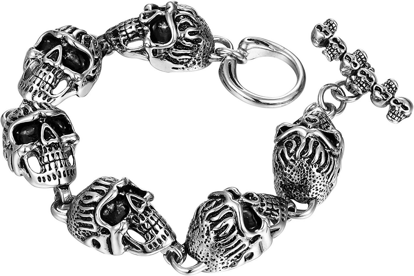 Karisma Edelstahlarmband Karisma Männer Edelstahl 316L Armband Totenköpfe Biker Schwarze Augen BJ918 - 23cm von Karisma