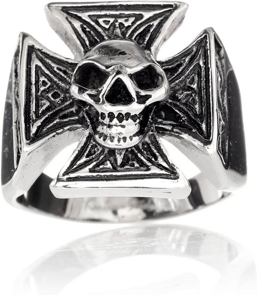 Karisma Fingerring Karisma Edelstahl 316L Ring -Totenkopf Kreuz Gothic - SRSK007 - 62 (19.7) von Karisma