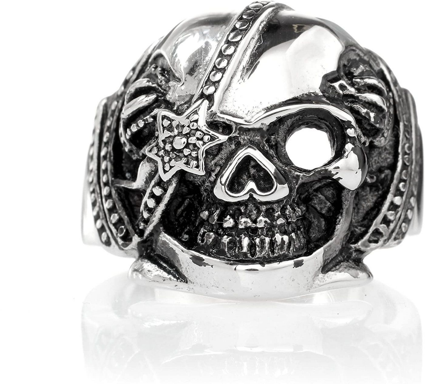 Karisma Fingerring Karisma Edelstahl 316L Ring -Totenkopf Pirat Gothic - Hoch Poliert - SRSK008 - 65 (20.7) von Karisma