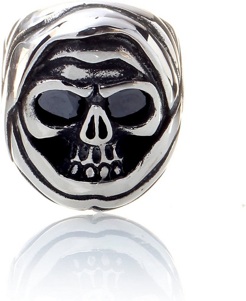 Karisma Fingerring Karisma Edelstahl 316L Ring -Totenkopf skull Bulk Gothic - Hoch Poliert 2 Schwarze Steine - SRSK010 - 70 (22.3) von Karisma