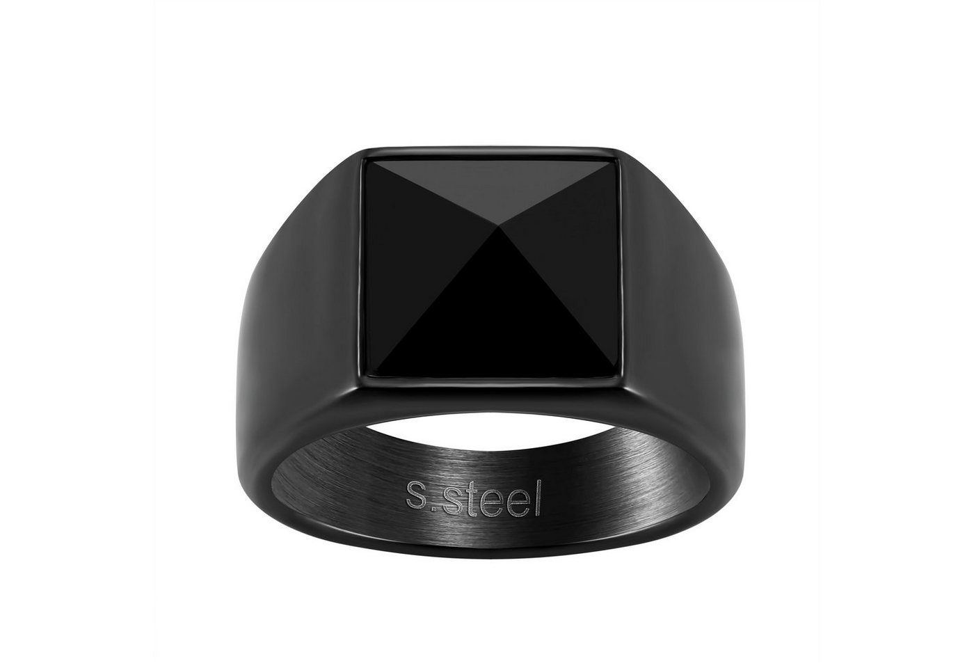 Karisma Fingerring Männer Edelstahl 316L Black PVD Herrenring - Schwarzer Stein - RHX-102, mit Zirkonia von Karisma