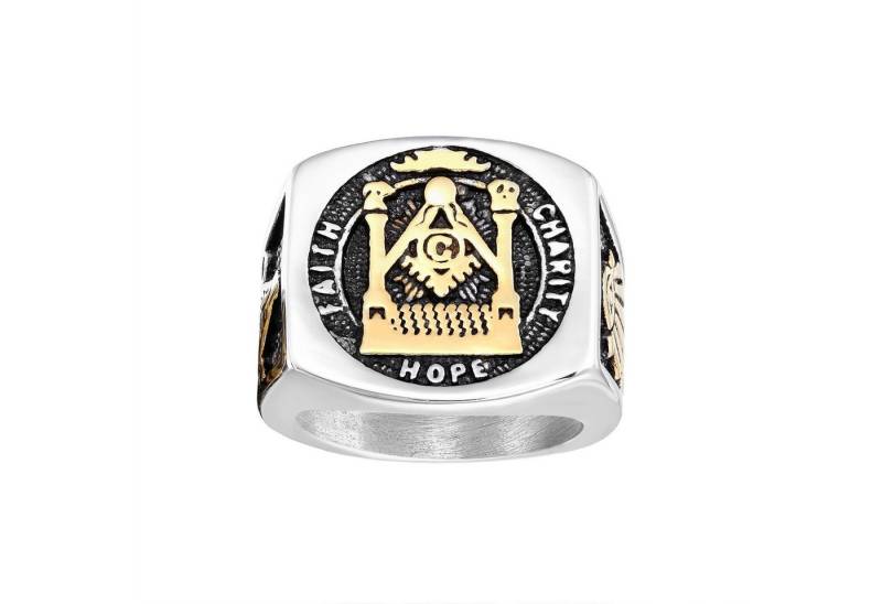 Karisma Fingerring Männer Edelstahl 316L Ring - Freimaurer Illuminaten- Teil Vergoldet, - RHC4010 von Karisma