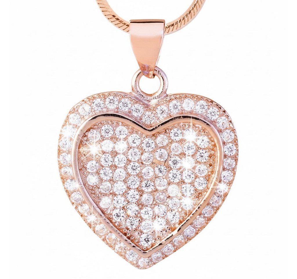 Karisma Kette mit Anhänger Damen Anhänger 2 Herze Silber 925 - Rosé Gold beschichtet mit Silber, Kette 925 und Zirkonia Steinen - HSP.RG05 - 45.0 Zentimeter von Karisma
