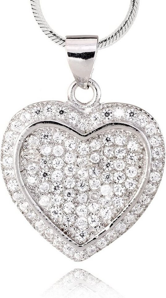 Karisma Kette mit Anhänger Damen Anhänger 2 Herze Silber 925 - mit Silber Kette 925, und Zirkonia Steinen - HSP.05 - 45.0 Zentimeter von Karisma