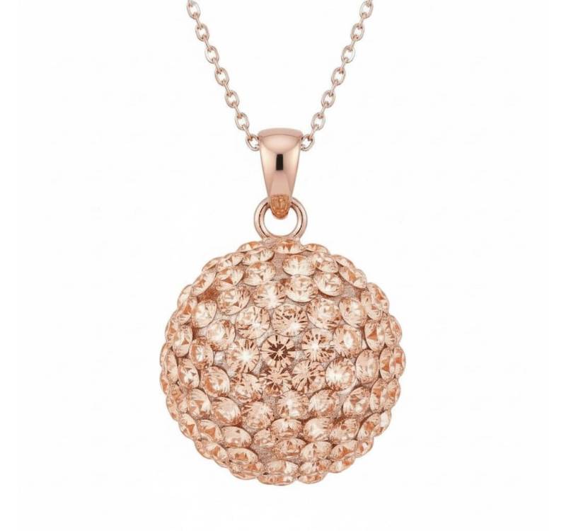 Karisma Kette mit Anhänger Damen Silber 925 Anhänger Kugel 12mm- Rosé Gold beschichtet mit, Kristall Elements und Silber Kette - 2575P.RG.12 - 45.0 Zentimeter von Karisma