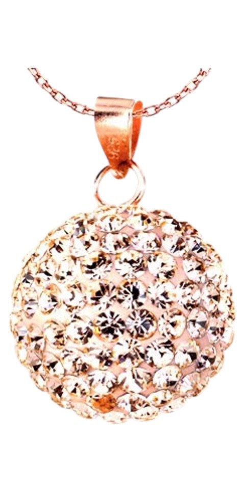 Karisma Kette mit Anhänger Damen Silber 925 Anhänger Kugel 15mm- Rosé Gold beschichtet, mit Kristall Elements und Silber Kette - 45.0 Zentimeter von Karisma
