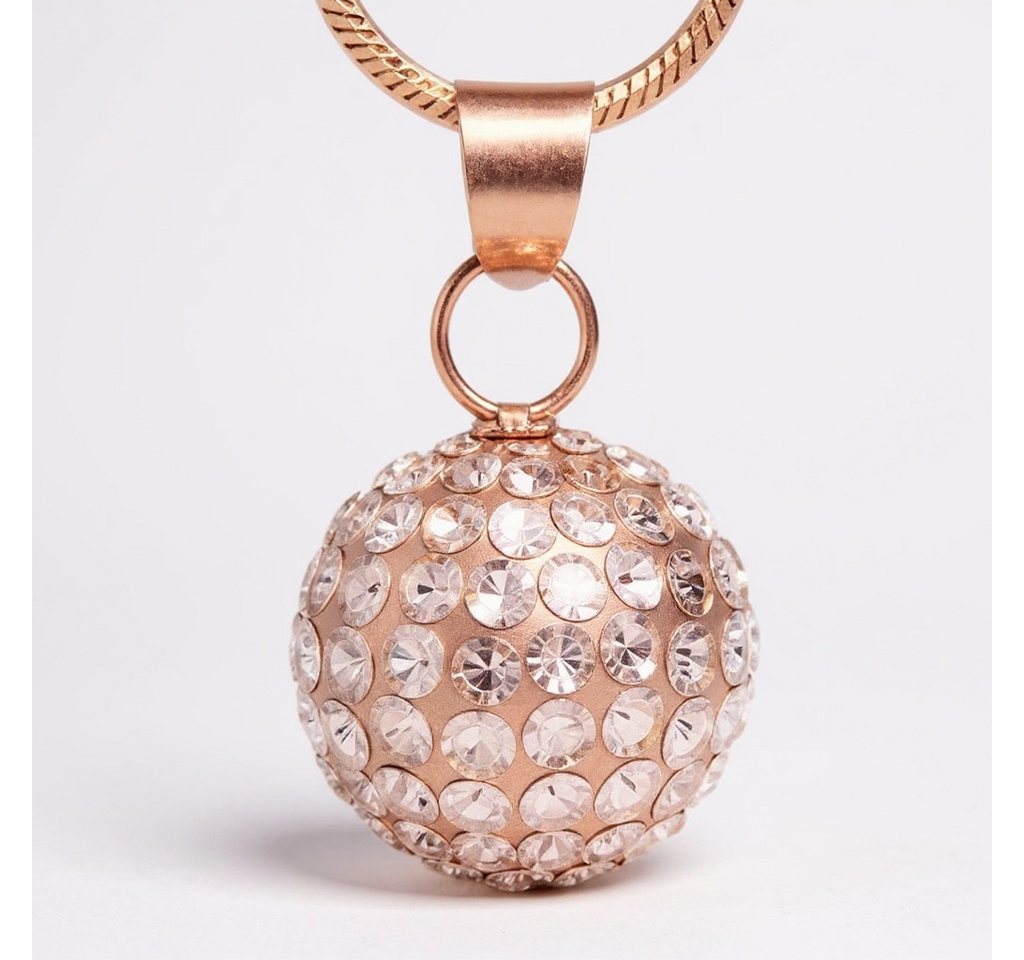 Karisma Kette mit Anhänger Damen Silber 925 Kugel Anhänger 10mm - Rosé Gold beschichtet, mit Kristall Elements und Silber Kette - 2575P.RG.10 von Karisma