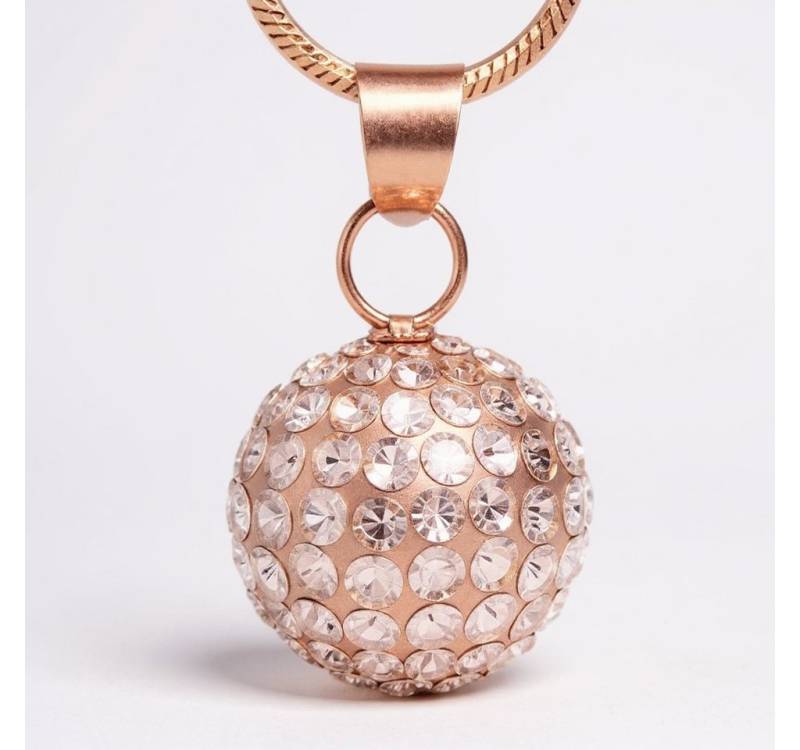 Karisma Kette mit Anhänger Damen Silber 925 Kugel Anhänger 10mm - Rosé Gold beschichtet, mit Kristall Elements und Silber Kette - 2575P.RG.10 von Karisma