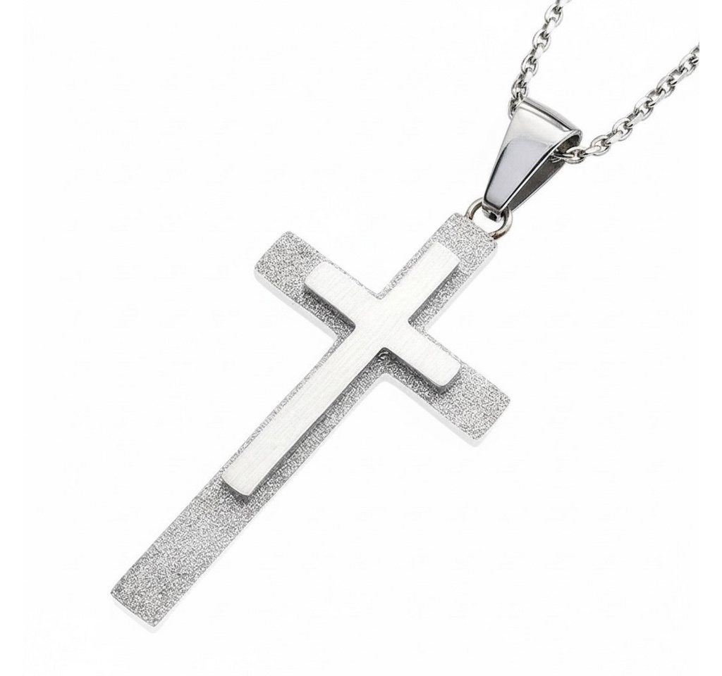 Karisma Kette mit Anhänger Edelstahl Kreuz Anhänger Silber Look und Edelstahl Kette, - YSP261 - 50.0 Zentimeter von Karisma