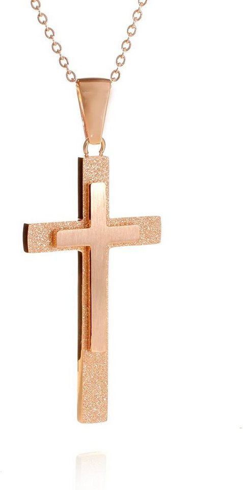 Karisma Kette mit Anhänger Edelstahl Kreuz Anhänger mit Rosé-Gold Beschichtung und, Edelstahl Kette - YSP261.RG - 55.0 Zentimeter von Karisma