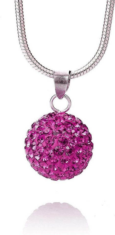 Karisma Kette mit Anhänger Karisma Damen Anhänger Kugel Silber rhodinierte Kette 925, Mit Kristall Elements 12mm - Pink von Karisma