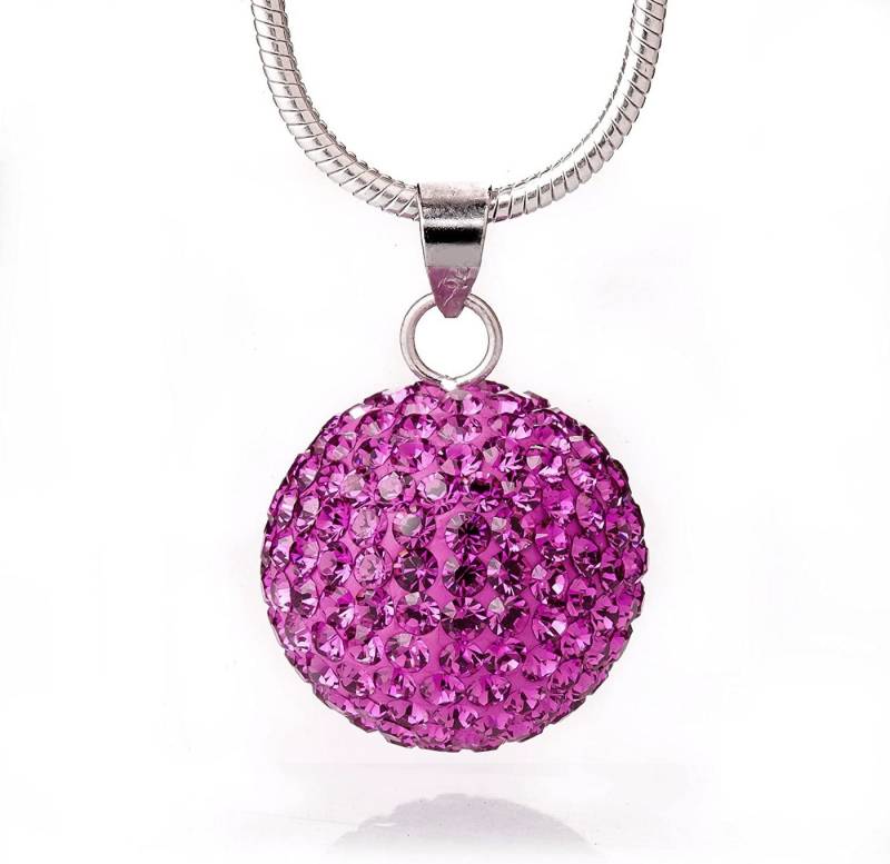Karisma Kette mit Anhänger Karisma Damen Anhänger Kugel Und Silber Kette 925 rhodiniert, Mit Kristall Elements 15mm - Pink von Karisma