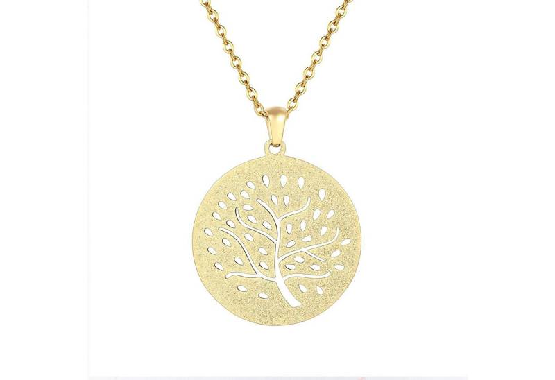 Karisma Kette mit Anhänger Karisma Damen Edelstahl 316L Collier Anhänger Kette -, Lebensbaum Baum des Lebens - NQD107 - Gold von Karisma