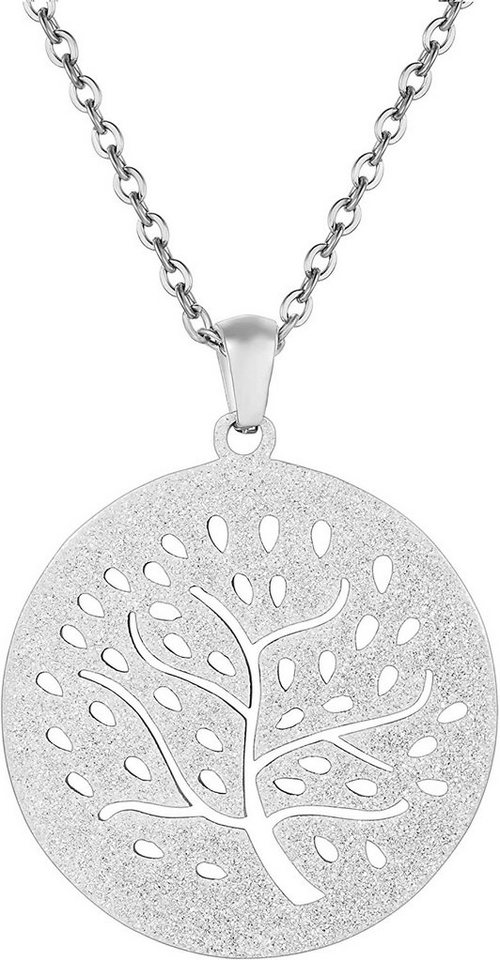 Karisma Kette mit Anhänger Karisma Damen Edelstahl 316L Collier Anhänger Kette -, Lebensbaum Baum des Lebens - NQD107 - Silber von Karisma