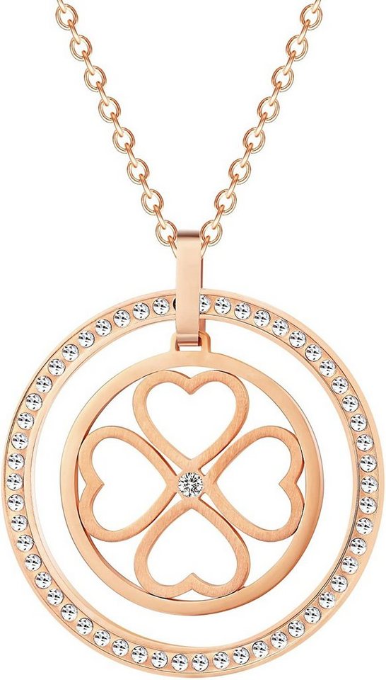 Karisma Kette mit Anhänger Karisma Damen Edelstahl Anhängerkette Collier 4 Herze Zirkonia Farbwahl 80cm Lang CQD103 - Roségold von Karisma