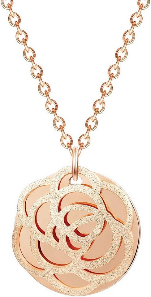 Karisma Kette mit Anhänger Karisma Damen Edelstahl Anhängerkette Collier Blume Farbwahl 80cm Lang CQD102 - Roségold von Karisma