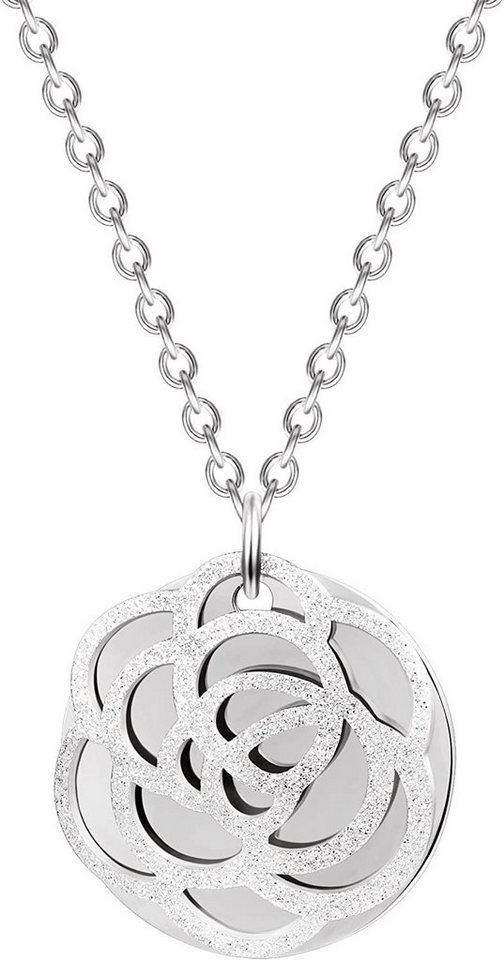 Karisma Kette mit Anhänger Karisma Damen Edelstahl Anhängerkette Collier Blume 80cm, Lang CQD102 - Silber von Karisma
