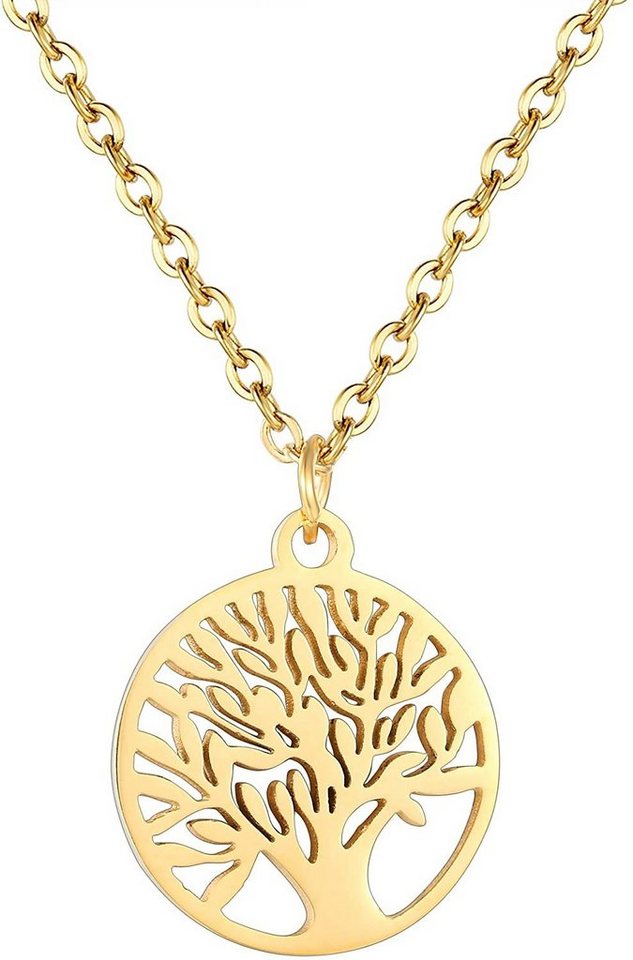 Karisma Kette mit Anhänger Karisma Damen Edelstahl Collier Anhänger Kette - Halskette Lebensbaum, Baum des Lebens - YLK101 - Gold von Karisma