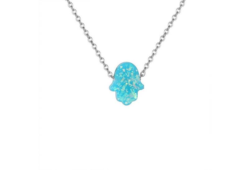 Karisma Kette mit Anhänger Karisma Damen Edelstahl Collier Anhänger Kette - Halskette Opal, Fatimas Hand Hamsa - YLK108 - Grün von Karisma