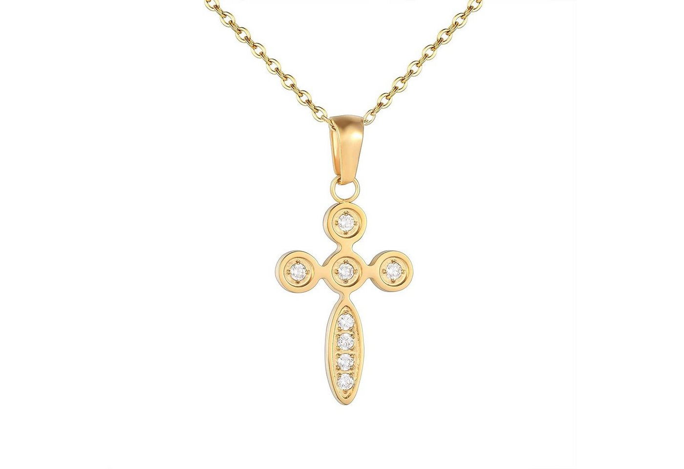 Karisma Kette mit Anhänger Karisma Damen Edelstahl Collier Anhänger Kette - Kreuz Zirkonia, - SNS1003 - Gold von Karisma