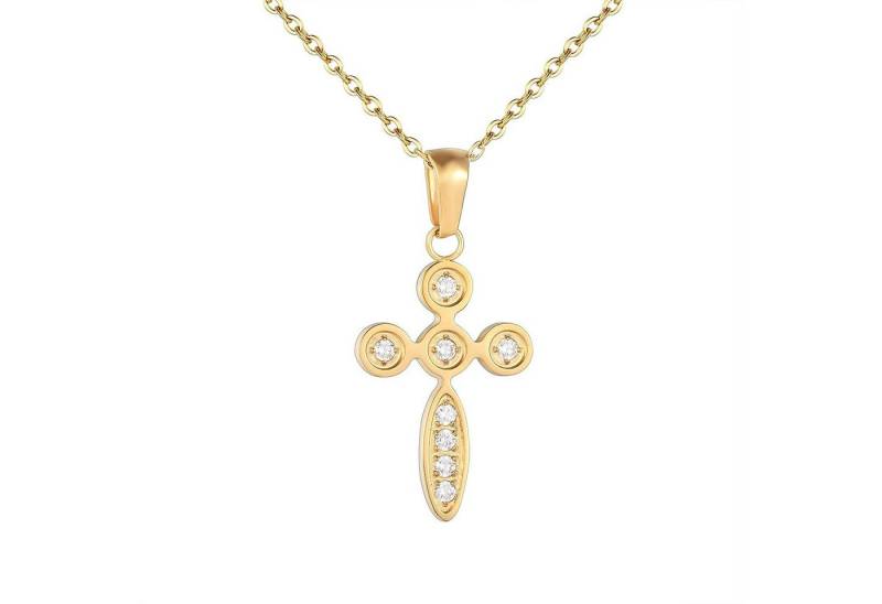 Karisma Kette mit Anhänger Karisma Damen Edelstahl Collier Anhänger Kette - Kreuz Zirkonia, - SNS1003 - Gold von Karisma