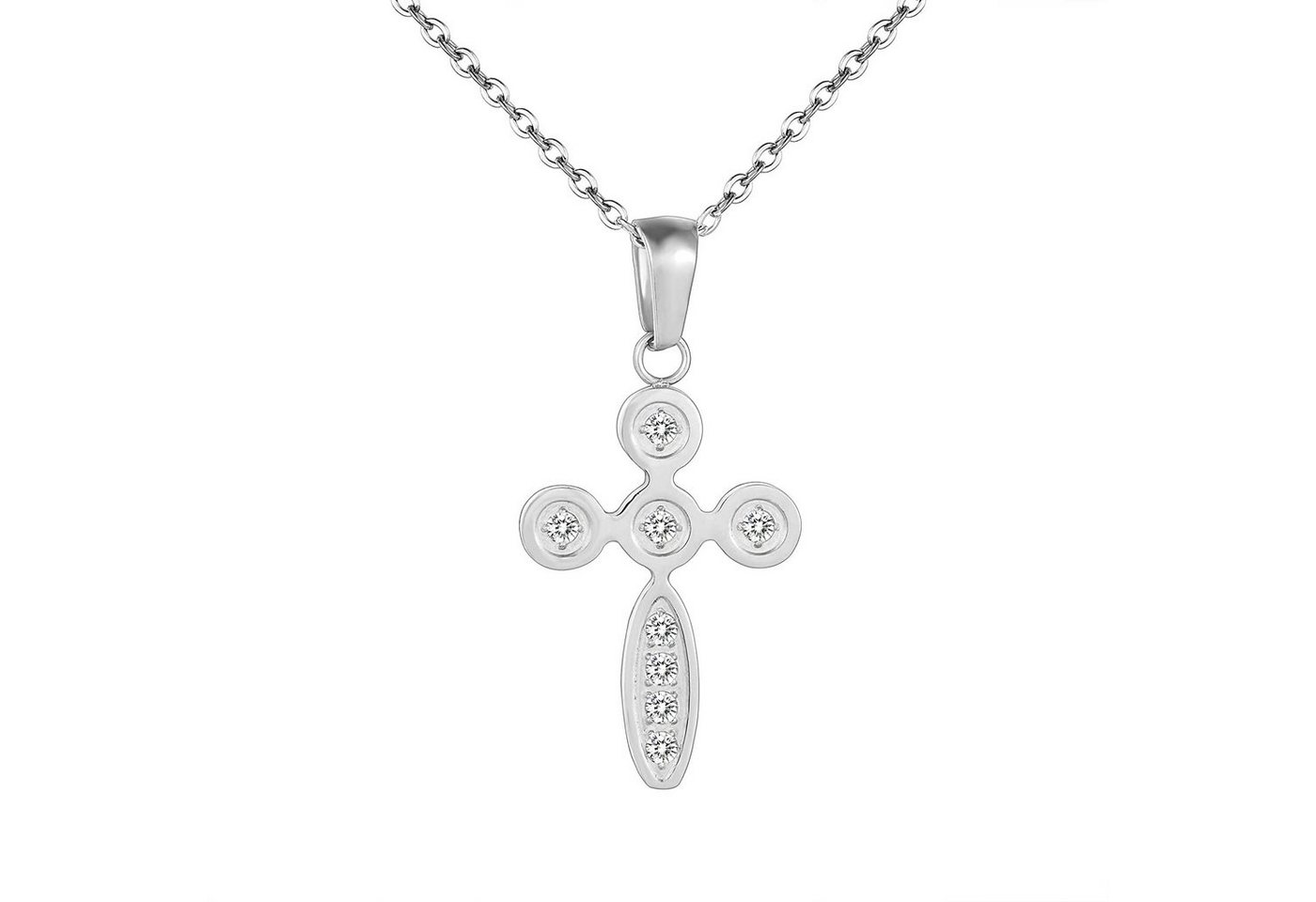 Karisma Kette mit Anhänger Karisma Damen Edelstahl Collier Anhänger Kette - Kreuz Zirkonia -, SNS1003 - Silber von Karisma