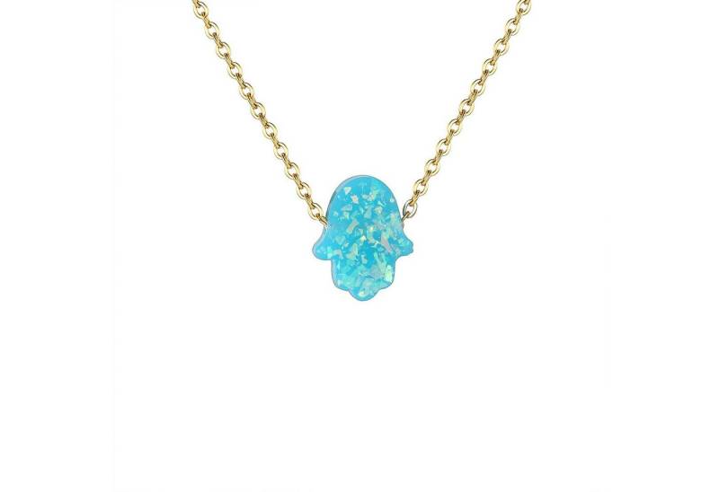 Karisma Kette mit Anhänger Karisma Damen Edelstahl Gold Collier Anhänger Kette, - Halskette Opal Fatimas Hand Hamsa - YLK105 von Karisma