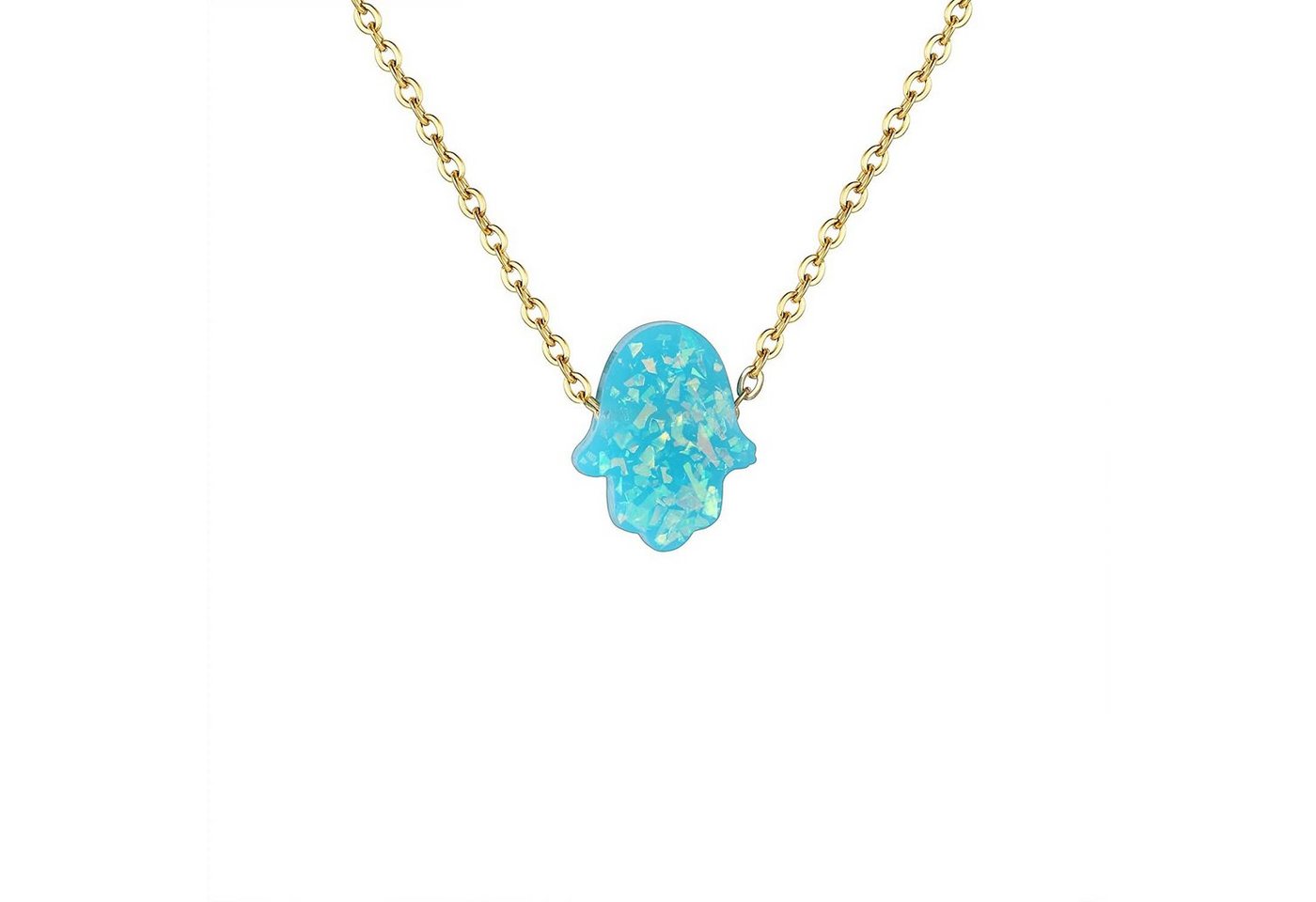 Karisma Kette mit Anhänger Karisma Damen Edelstahl Gold Collier Anhänger Kette - Halskette, Opal Fatimas Hand Hamsa - YLK105 - Grün Opal von Karisma