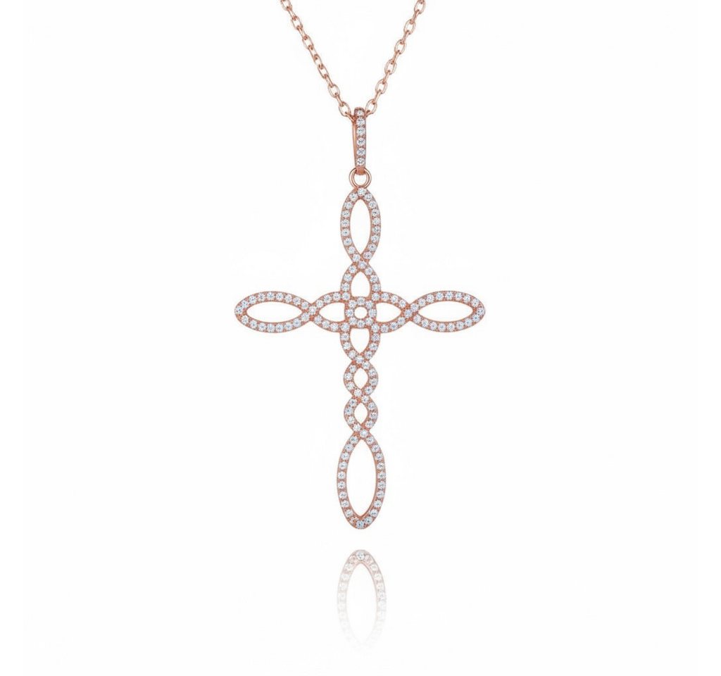 Karisma Kette mit Anhänger Karisma Damen Roségold Sterling Silber 925 Anhänger Kreuz, Halskette Infinity Weiss von Karisma