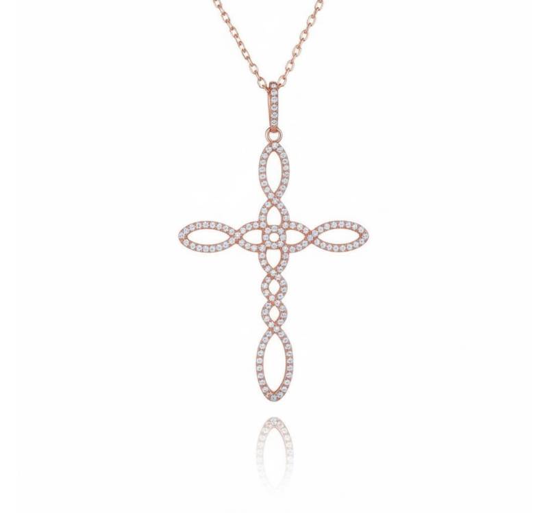 Karisma Kette mit Anhänger Karisma Damen Roségold Sterling Silber 925 Anhänger Kreuz, Halskette Infinity Weiss von Karisma