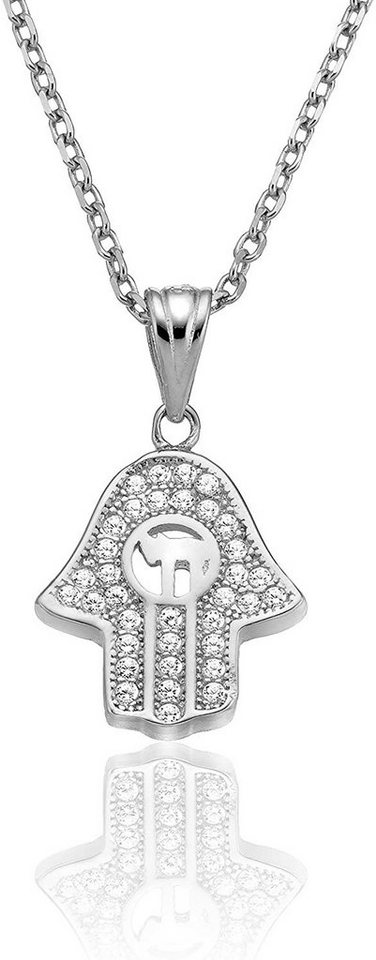 Karisma Kette mit Anhänger Karisma Damen Silber 925 Anhänger Fatima Hand Hamsa Collier Kette 45cm Verlängerung 5cm - Silber Rhodiniert von Karisma