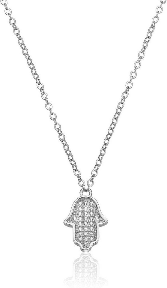 Karisma Kette mit Anhänger Karisma Damen Silber 925 Anhänger Fatima's Hand Zrikonia Collier, Kette Verlängerung 5cm - Silber Rhodiniert von Karisma