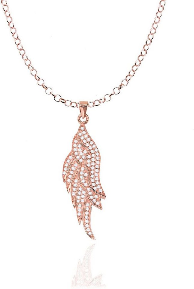 Karisma Kette mit Anhänger Karisma Damen Silber 925 Anhänger Feder Collier Kette mit Verlängerung 5cm - Silber Roségold von Karisma