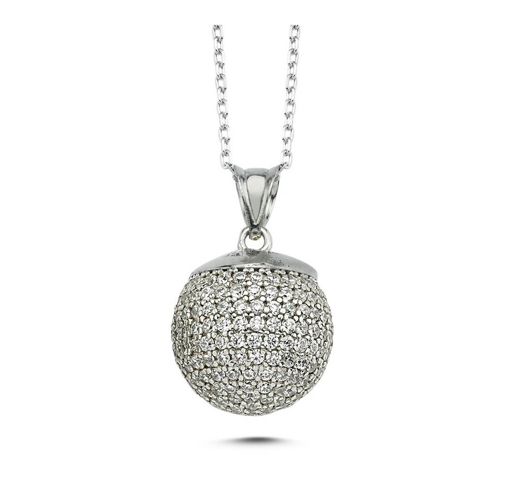 Karisma Kette mit Anhänger Karisma Damen Silber 925 Kugel Anhängerkette 12mm - mit Zirkonia Set Elements und Silber Kette PE003 Farbwahl - Silber von Karisma