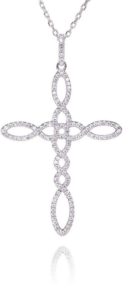 Karisma Kette mit Anhänger Karisma Damen Sterling Silber 925 Anhänger Kreuz Unendlichkeit, Halskette rhodiniert Infinity Weiss von Karisma