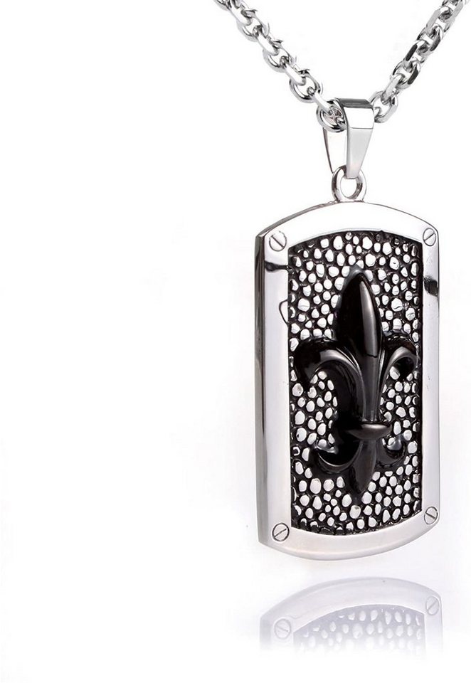 Karisma Kette mit Anhänger Karisma Edelstahl Anhänger Dog Tag Bourbonische Lilie Black PVD Mit Edelstahl Kette- Herrenschmuck - 45.0 Zentimeter von Karisma