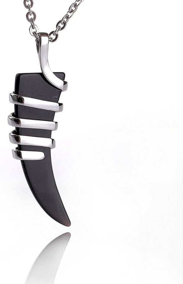 Karisma Kette mit Anhänger Karisma Edelstahl Anhänger Zahn mit Onyx Schwarz Unisex, mit Kette - 50cm von Karisma