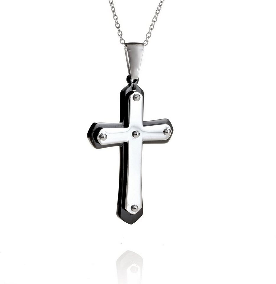 Karisma Kette mit Anhänger Karisma Edelstahl Kettenanhänger Kreuz IP Pating Schwarz Black für Männer Edestahlkette - 45.0 Zentimeter von Karisma